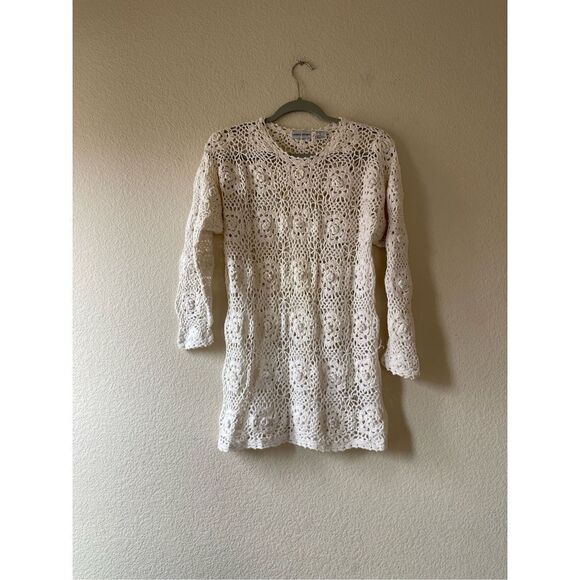 Vintage boho crochet open knit blouse size medium - Picture 1 of 5